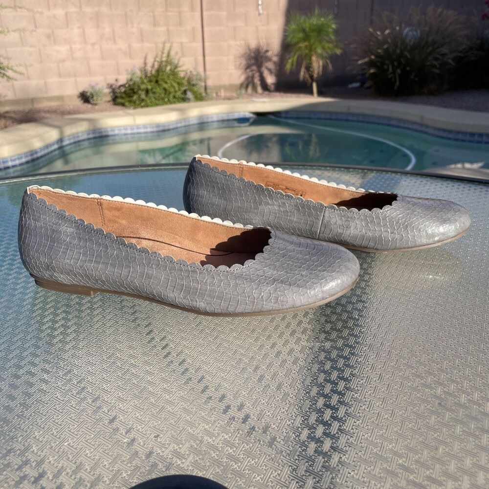 Vionic Women's Snake Embossed Julieta Ballet Flat Shadow Size 8